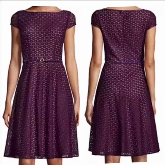 Evan Picone Dresses & Skirts - Evan Picone Black Label Plum Lace Overlay Dress